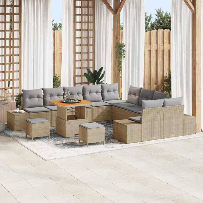 Set de canapele pentru grădină cu pernă 13 pcs Bej, Gri deschis - WALTI WALTI