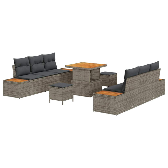 Set de canapele pentru grădină cu pernă 9 pcs Gri Rattan poli - WALTI WALTI