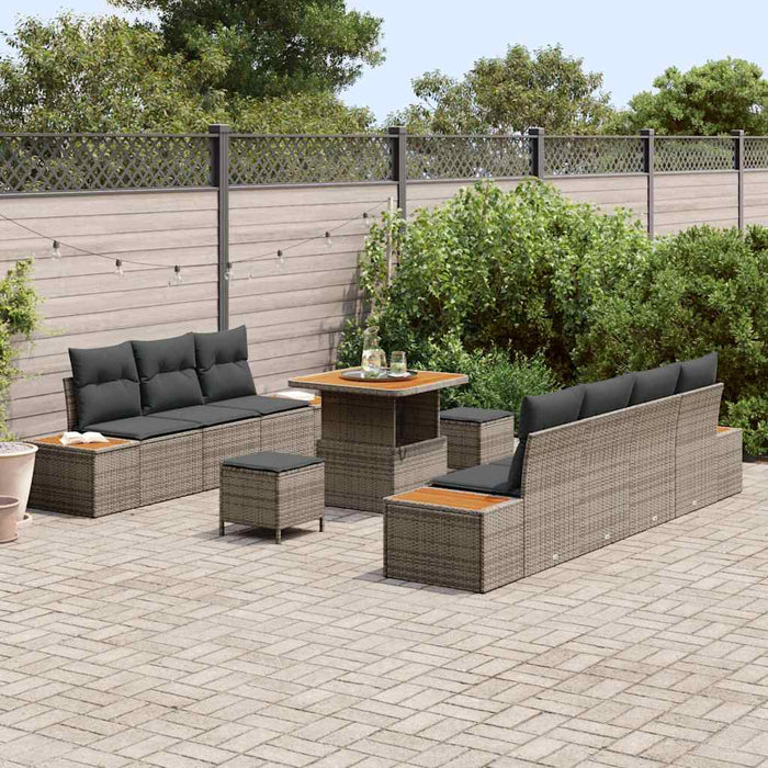 Set de canapele pentru grădină cu pernă 10 pcs Gri Rattan poli - WALTI WALTI