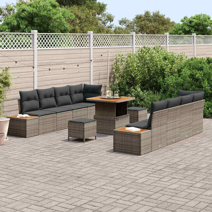 Set de canapele pentru grădină cu pernă 11 pcs Gri Rattan poli - WALTI WALTI