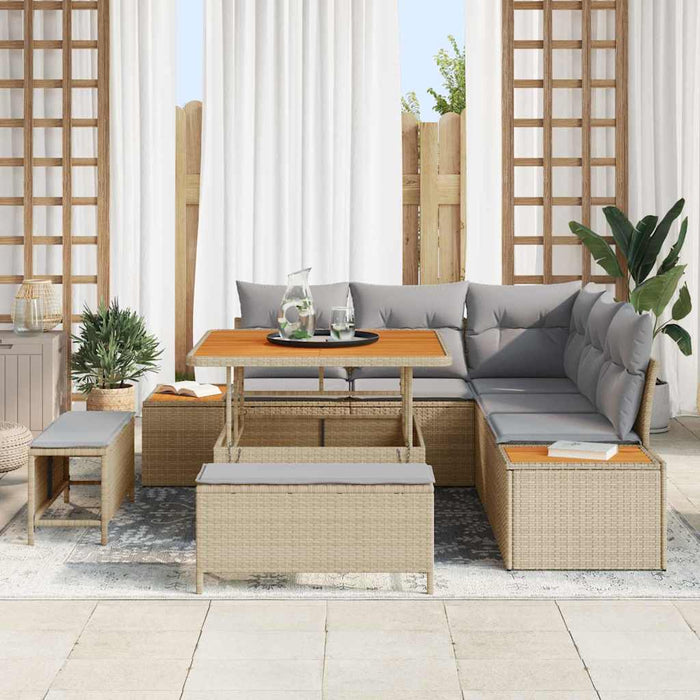 Set de canapele pentru grădină cu pernă 8 pcs Bej Rattan poli - WALTI WALTI