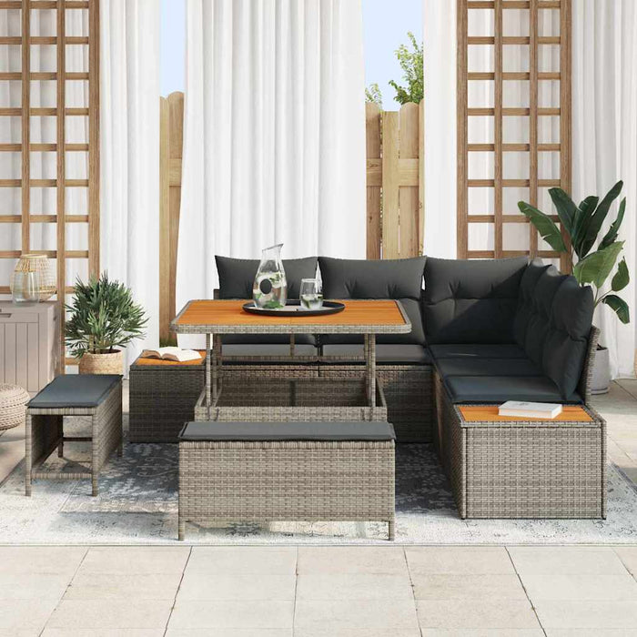 Set de canapele pentru grădină cu pernă Gri Rattan poli - WALTI WALTI