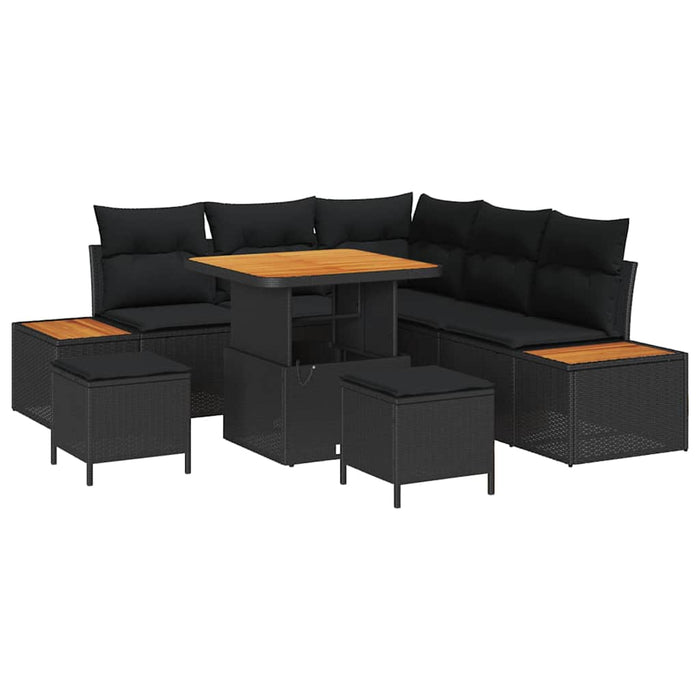 Set de canapele pentru grădină cu pernă 8 pcs Negru Rattan poli - WALTI WALTI