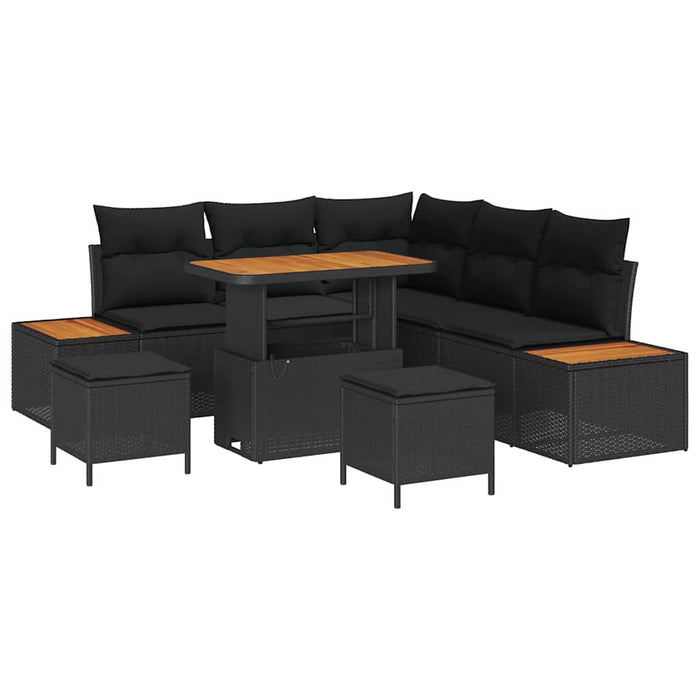 Set de canapele pentru grădină cu pernă 8 pcs Negru Rattan poli - WALTI WALTI