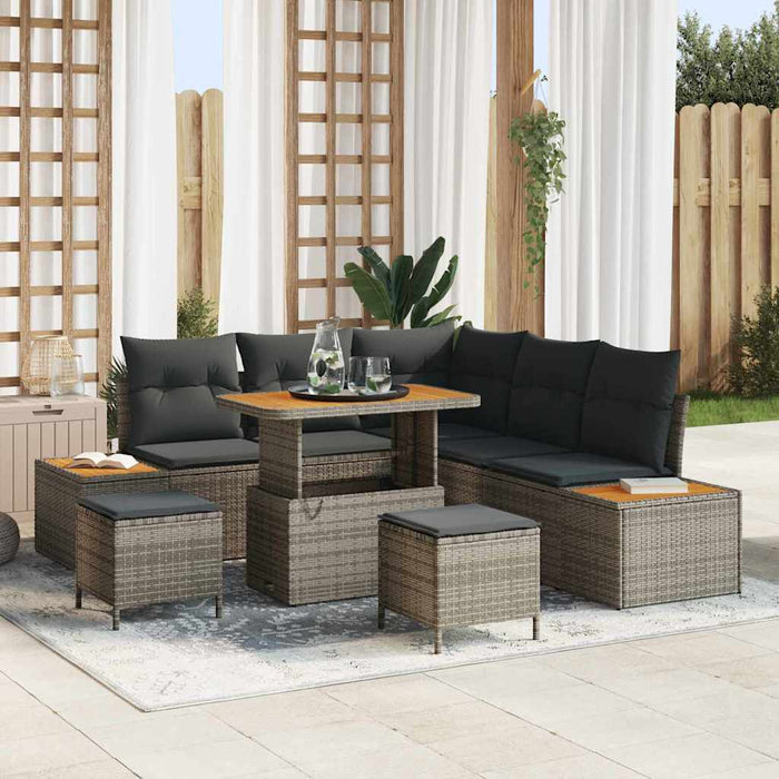 Set de canapele pentru grădină cu pernă Gri Rattan poli - WALTI WALTI