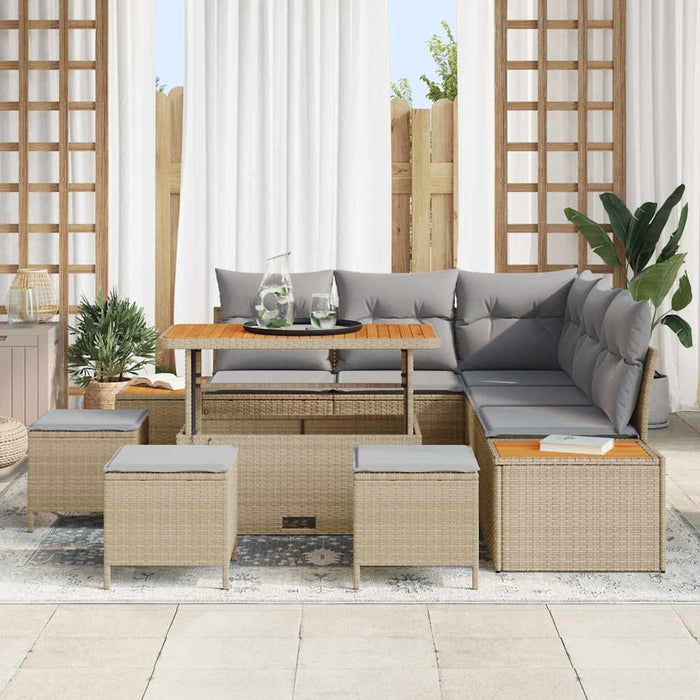 Set de canapele pentru grădină cu pernă 9 pcs Bej Rattan poli - WALTI WALTI