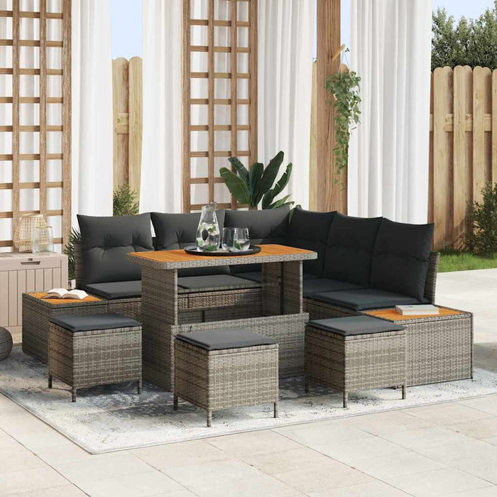 Set de canapele pentru grădină cu pernă Gri Rattan poli - WALTI WALTI