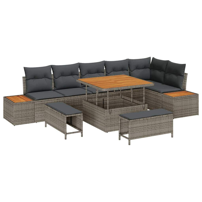 Set de canapele pentru grădină cu pernă 9 pcs Gri Rattan poli - WALTI WALTI