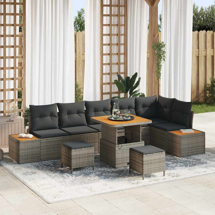 Set de canapele pentru grădină cu pernă 9 pcs Gri Rattan poli - WALTI WALTI