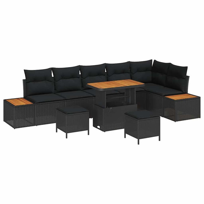 Set de canapele pentru grădină cu pernă 9 pcs Negru Rattan poli - WALTI WALTI