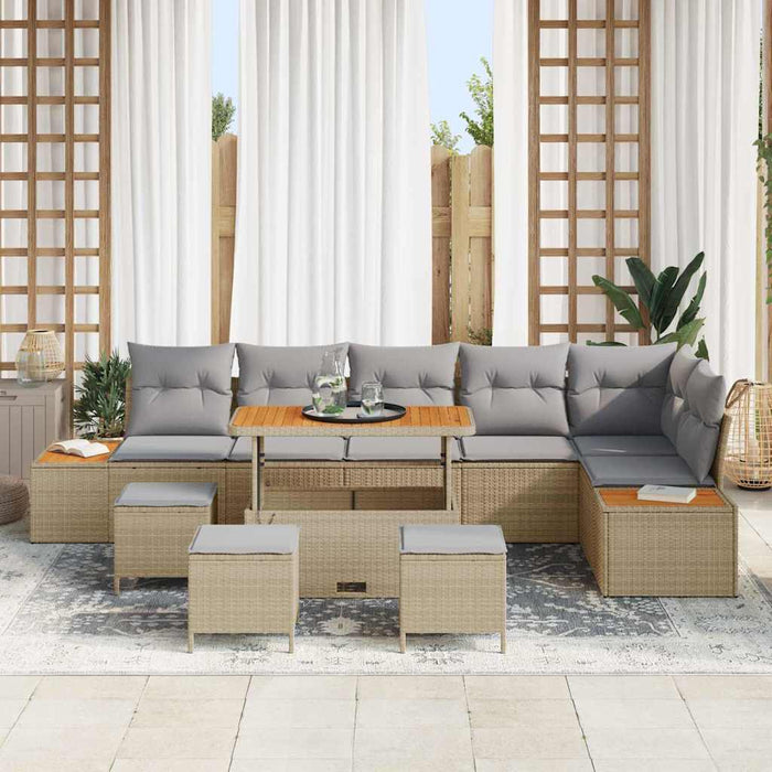 Set de canapele pentru grădină cu pernă 10 pcs Bej Rattan poli - WALTI WALTI