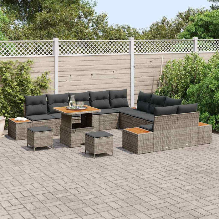 Set de canapele pentru grădină cu pernă 13 pcs Gri Rattan poli - WALTI WALTI