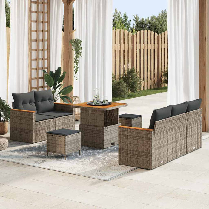 Set de canapele pentru grădină cu pernă Gri Rattan poli - WALTI WALTI