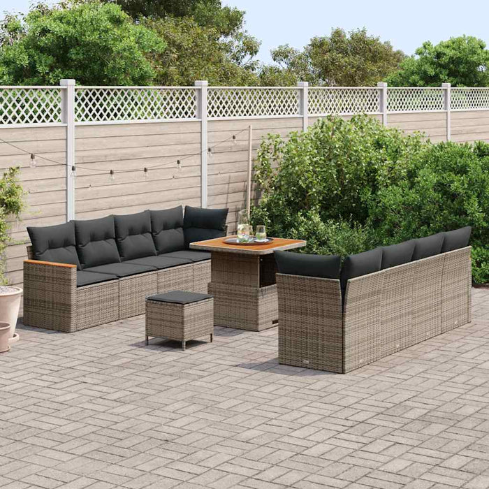 Set de canapele pentru grădină cu pernă 12 pcs Gri poliratan - WALTI WALTI
