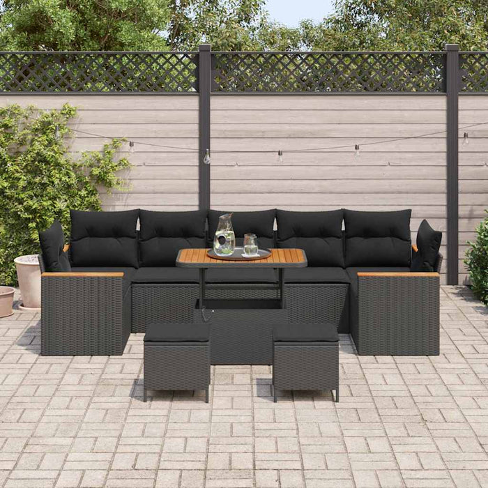 Set de canapele pentru grădină 10 pcs Negru Rattan poli - WALTI WALTI