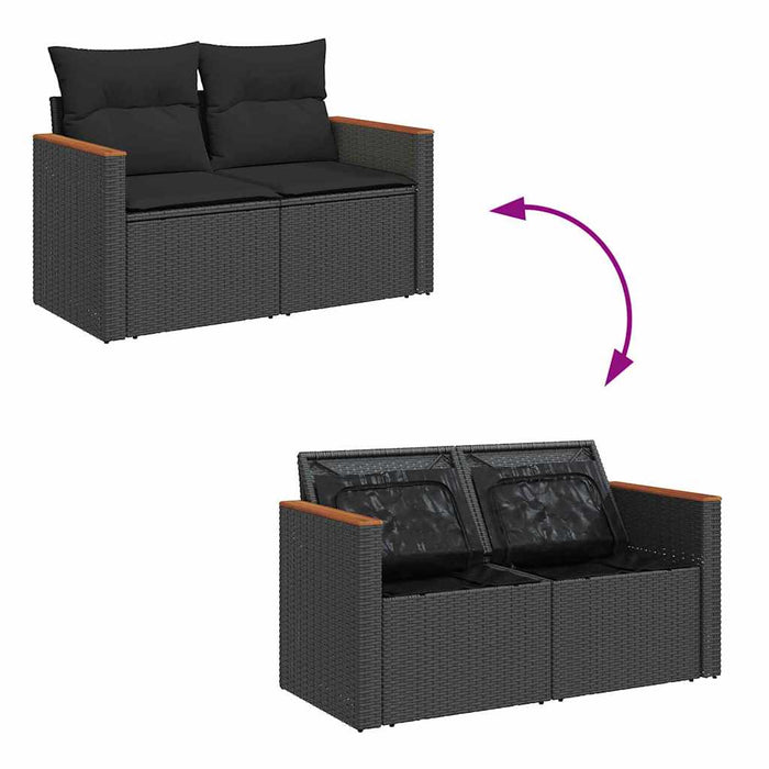 Set de canapele pentru grădină 10 pcs Negru Rattan poli - WALTI WALTI
