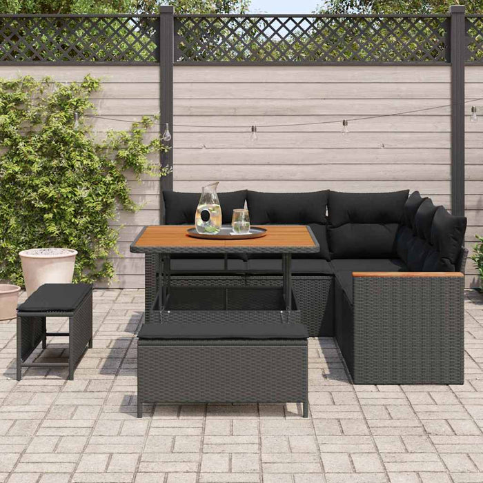 Set de canapele pentru grădină cu pernă 8 pcs Negru Rattan poli - WALTI WALTI