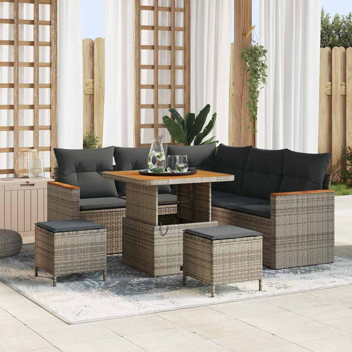 Set de canapele pentru grădină cu pernă 8 pcs Gri Rattan poli - WALTI WALTI