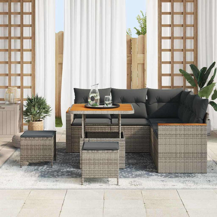 Set de canapele pentru grădină cu pernă 8 pcs Gri Rattan poli - WALTI WALTI