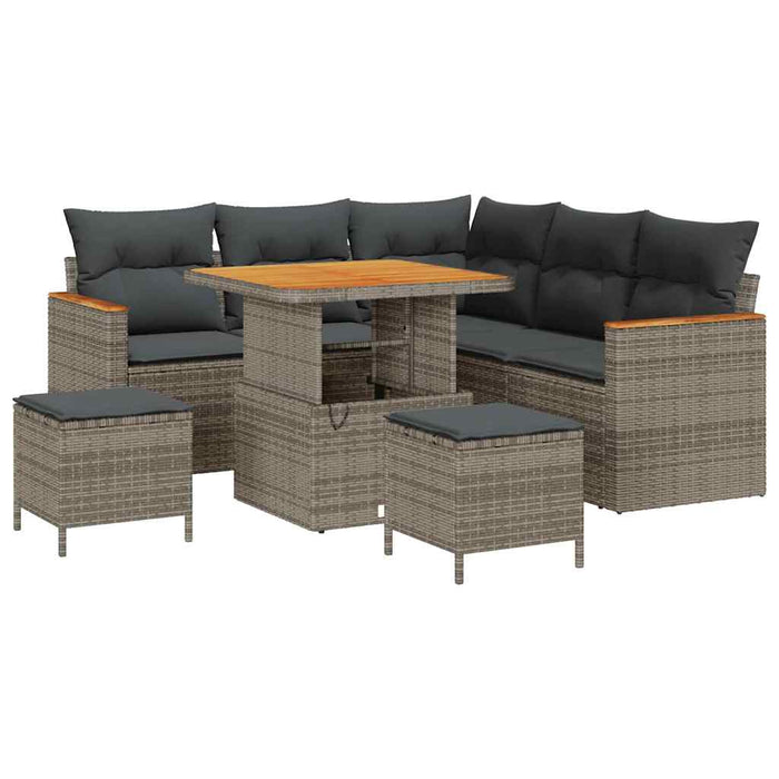 Set de canapele pentru grădină cu pernă 8 pcs Gri Rattan poli - WALTI WALTI