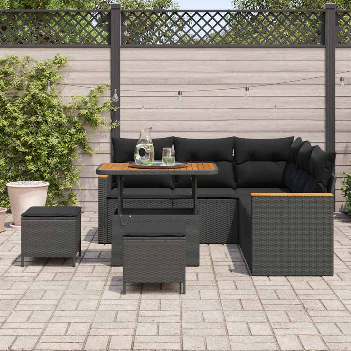 Set de canapele pentru grădină cu pernă 8 pcs Negru Rattan poli - WALTI WALTI