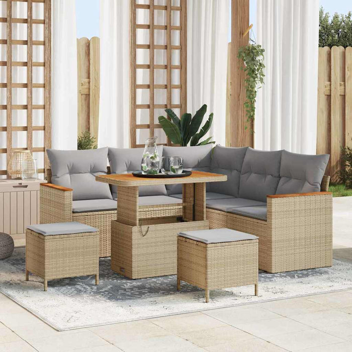 Set de canapele pentru grădină cu pernă 8 pcs Bej Rattan poli - WALTI WALTI