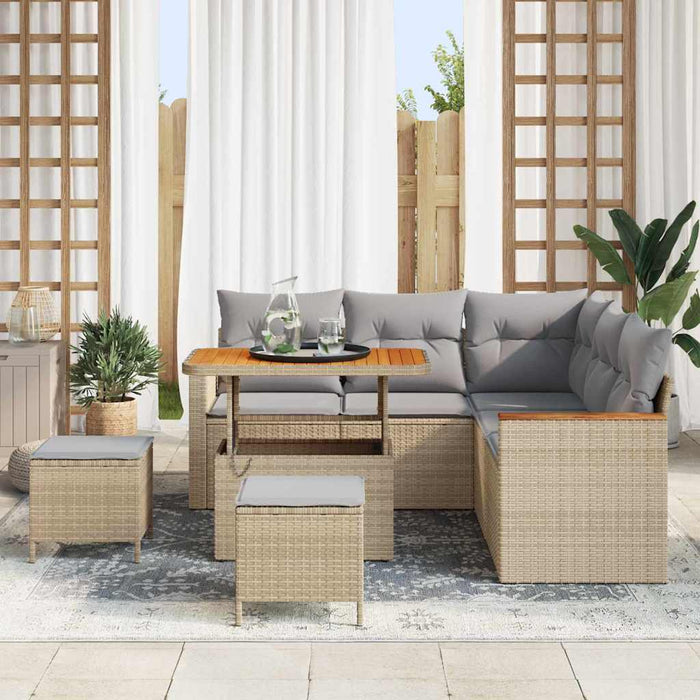 Set de canapele pentru grădină cu pernă 8 pcs Bej Rattan poli - WALTI WALTI