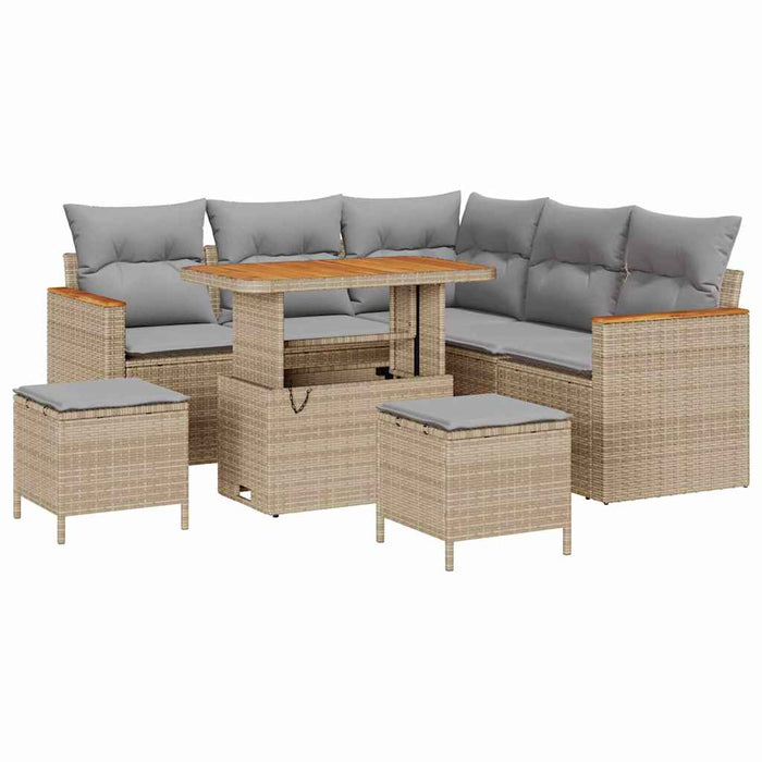 Set de canapele pentru grădină cu pernă 8 pcs Bej Rattan poli - WALTI WALTI