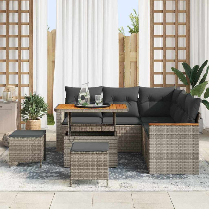 Set de canapele pentru grădină cu pernă 8 pcs Gri Rattan poli - WALTI WALTI