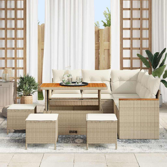 Set de canapele pentru grădină cu pernă Bej Rattan poli WALTI