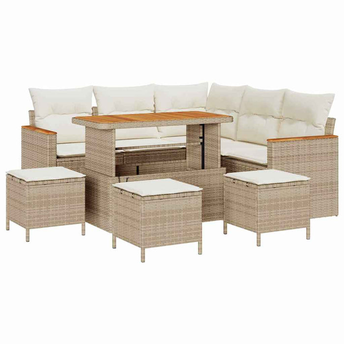Set de canapele pentru grădină cu pernă Bej Rattan poli WALTI