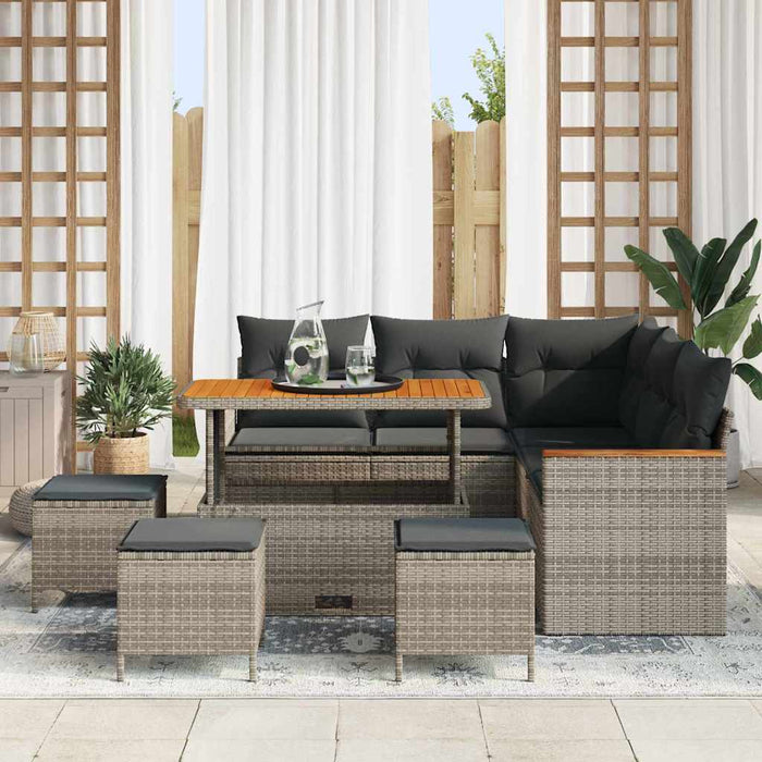 Set de canapele pentru grădină cu pernă Gri Rattan poli - WALTI WALTI