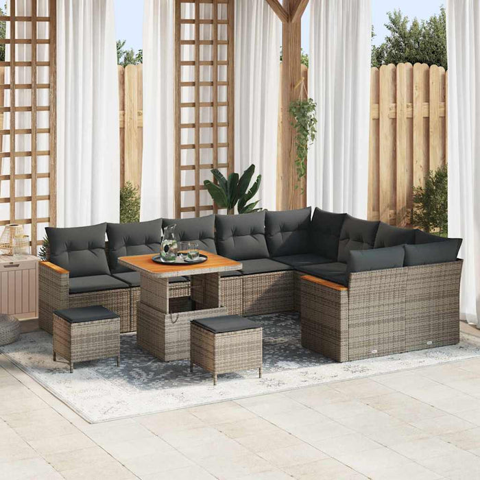 Set de canapele pentru grădină cu pernă 12 pcs Gri Poli Rattan - WALTI WALTI