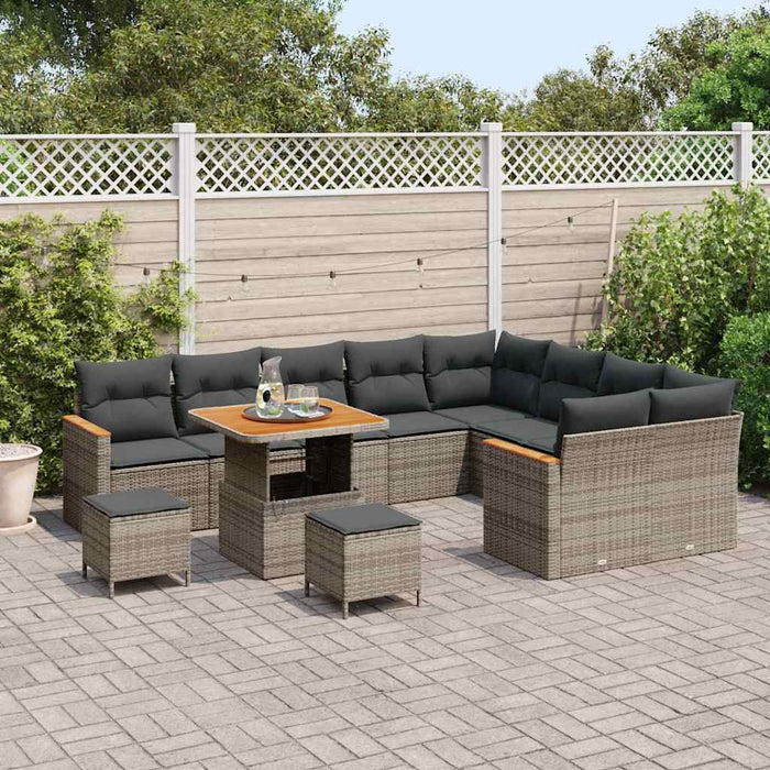 Set de canapele pentru grădină cu pernă 12 pcs Gri Poli Rattan - WALTI WALTI