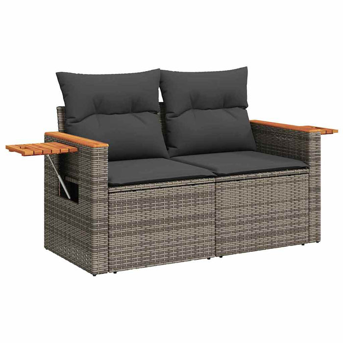 Set de canapele pentru grădină cu pernă 10 pcs Gri poliratan - WALTI WALTI
