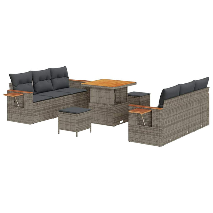 Set de canapele pentru grădină cu pernă 11 pcs Gri poliratan - WALTI WALTI