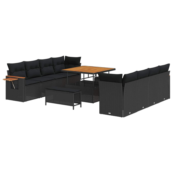 Set de canapele pentru grădină cu pernă Negru Rattan poli - WALTI WALTI