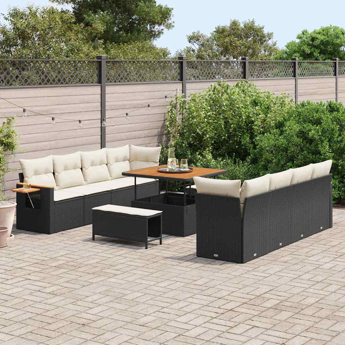 Set de canapele pentru grădină cu pernă Negru Rattan poli - WALTI WALTI