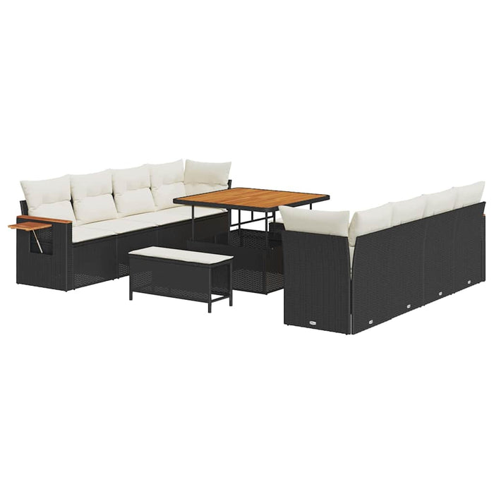 Set de canapele pentru grădină cu pernă Negru Rattan poli - WALTI WALTI