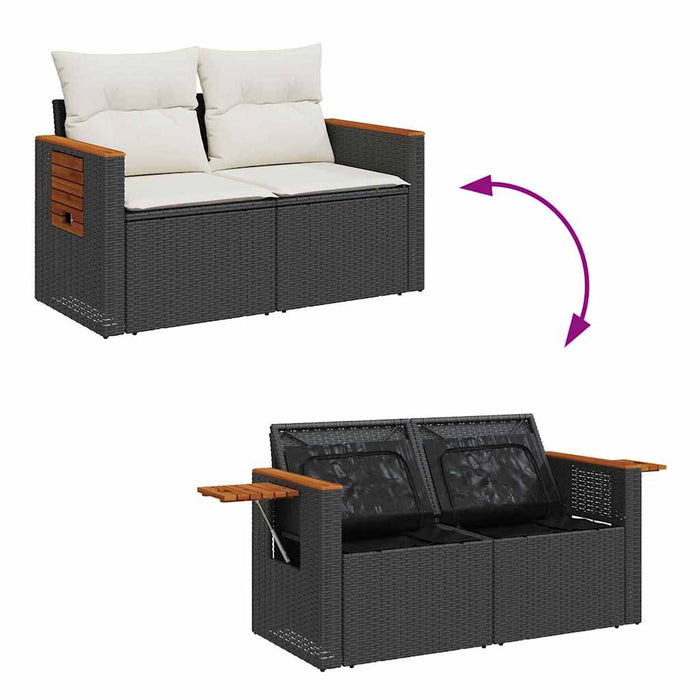 Set de canapele pentru grădină 10 pcs Negru Rattan poli - WALTI WALTI