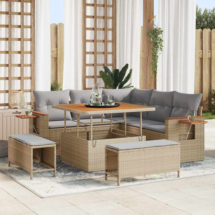 Set de canapele pentru grădină 9 pcs Beige și gri deschis - WALTI WALTI