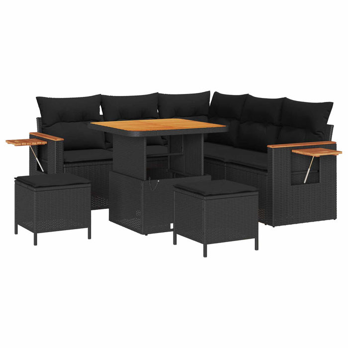Set de canapele pentru grădină cu pernă Negru Rattan poli - WALTI WALTI
