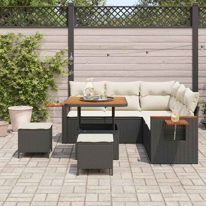 Set de canapele pentru grădină cu pernă Negru Rattan poli - WALTI WALTI