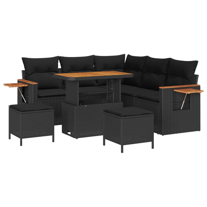 Set de canapele pentru grădină cu pernă Negru Rattan poli - WALTI WALTI