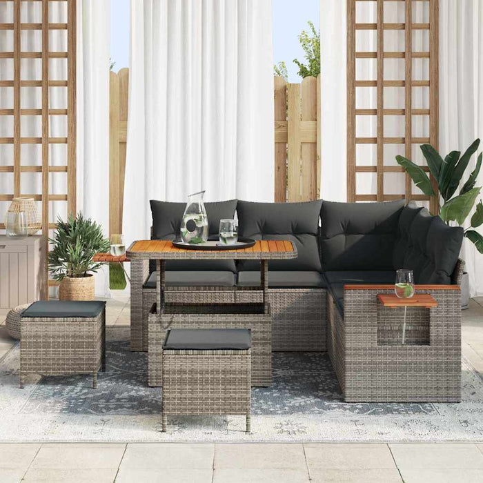 Set de canapele pentru grădină cu pernă Gri Rattan poli - WALTI WALTI