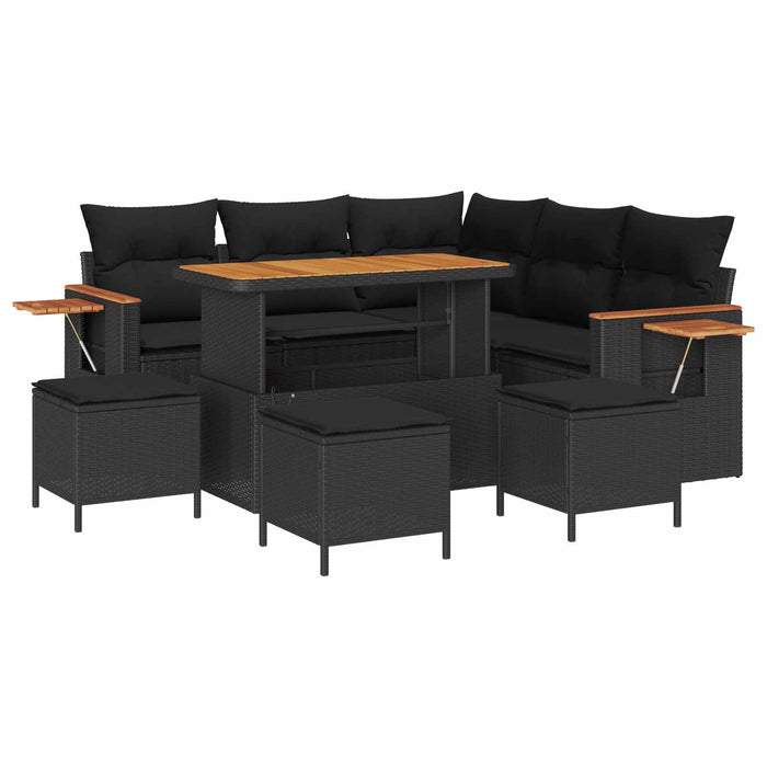 Set de canapele pentru grădină cu pernă Negru Rattan poli - WALTI WALTI