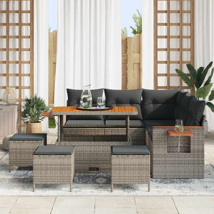 Set de canapele pentru grădină cu pernă Gri Rattan poli - WALTI WALTI