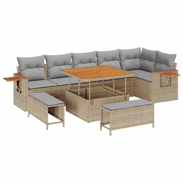 Set de canapele pentru grădină 11 pcs Beige și gri deschis - WALTI WALTI