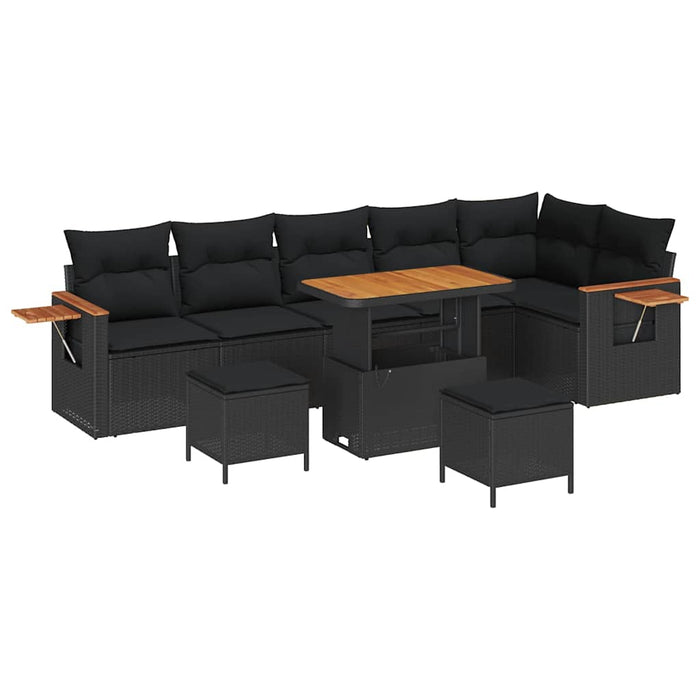 Set de canapele pentru grădină cu pernă 9 pcs Negru Rattan poli - WALTI WALTI