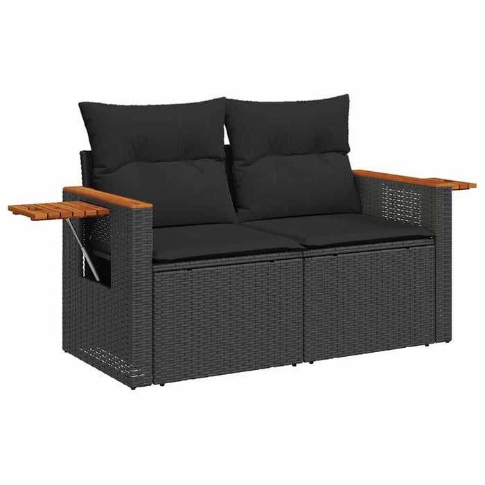 Set de canapele pentru grădină cu pernă 9 pcs Negru Rattan poli - WALTI WALTI